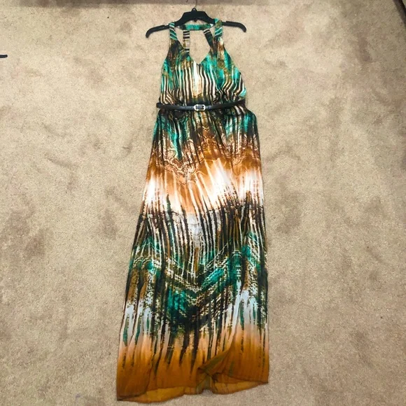 Bisou Bisou | Dresses | Snakeskin Print Halter Maxi Dress Size | Poshmark